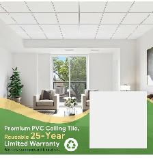 2ft x 2ft Smooth White Ceiling Tiles for Suspended Ceiling, - Photo 6