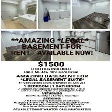 1 Bedroom   Den   1 bathroom   2 parking $1500 eve