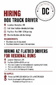 Hiring Box Truck and Flatbed Drivers