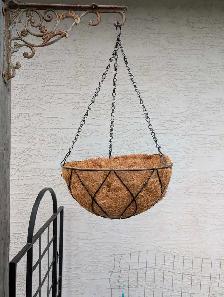 4 black metal hanging baskets with coconut coir - Photo 6