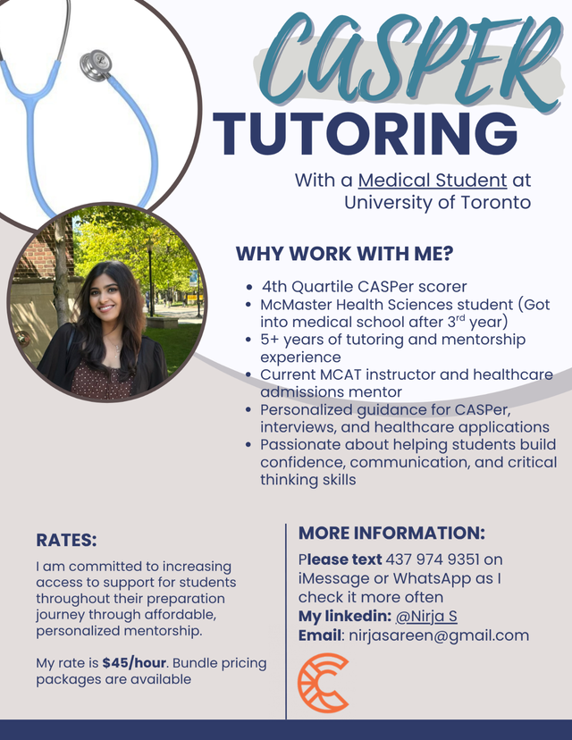 CASPER Prep & Tutoring from a Med student & 4th Quartile Scorer