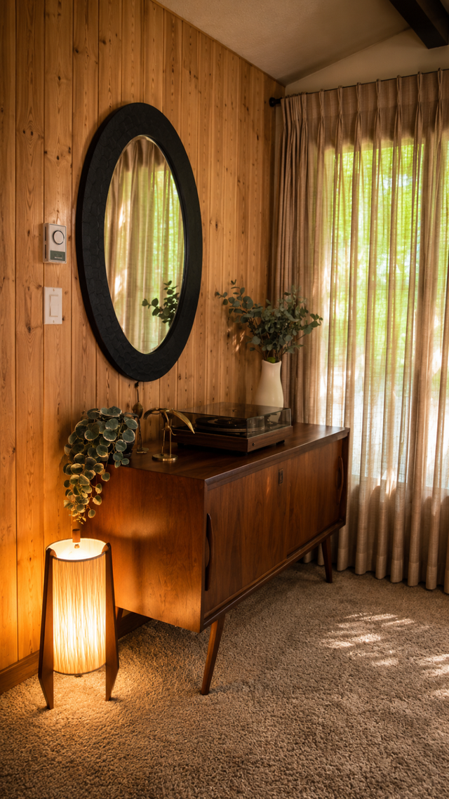 Mid century modern. TEAK TECK Lampe / Buffet, crédence, bar, vit