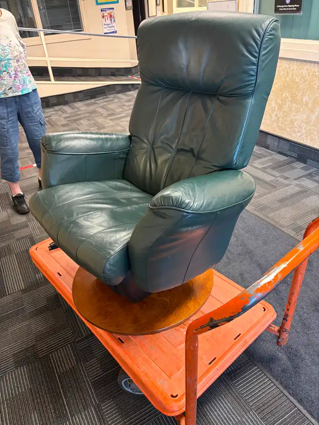 Free leather rocker chair and ottoman (need some work with mech)
