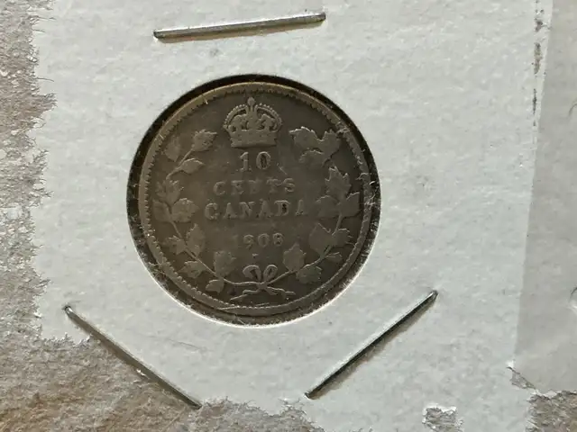 1908 CANADIAN 10 Cents Silver Coin !