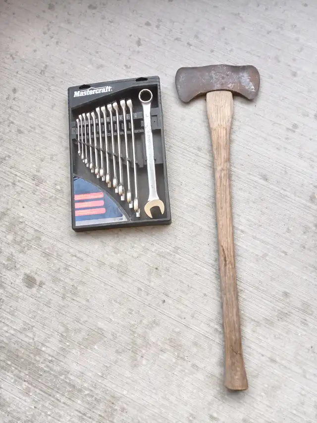 Set of wrenches and axe for sale