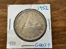 1952 CANADIAN Silver Dollar Coin !
