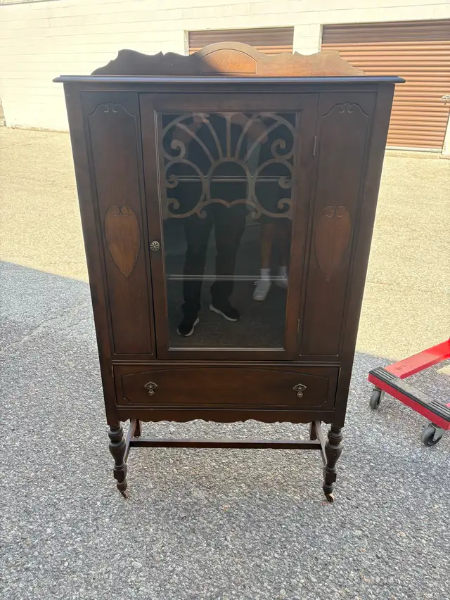 Free delivery Antique Wooden Display Cabinet with Glass Door