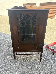 Free delivery Antique Wooden Display Cabinet with Glass Door