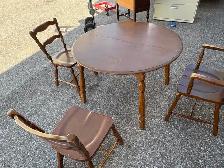 Free delivery used Round Drop Leaf Dining Table and 3 Chairs - Photo 6