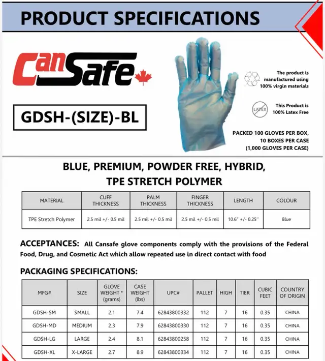Polyethylene Poly restaurant gloves vinyl nitrile Blue/Clear