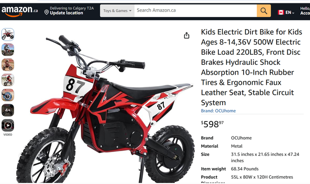 child's ebike dirt bike wanted for 8 yo. I pay cash & pick up.