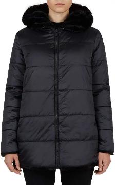 SAVE THE DUCK Fury Faux Fur Midi Reversible Coat With Hood
