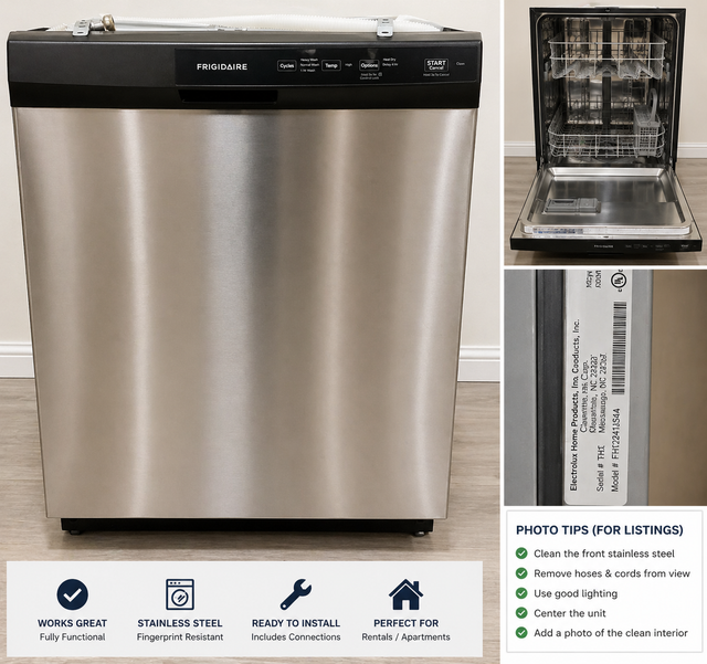 Frigidaire Stainless Steel Dishwasher - Works Perfectly