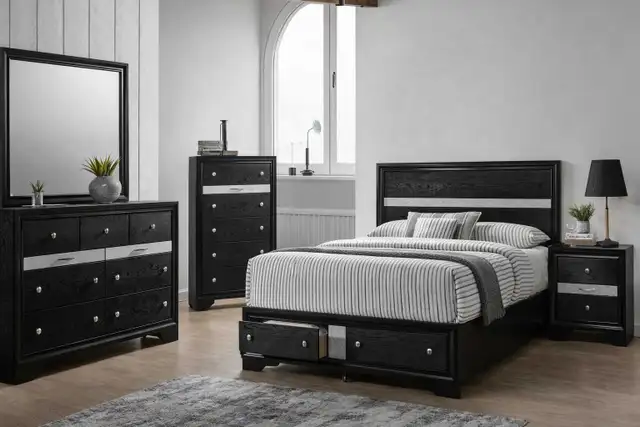 Black Bedroom furniture 4 Pieces Set