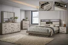 Two-Tone Bedroom Furniture Set with Storage Headboard