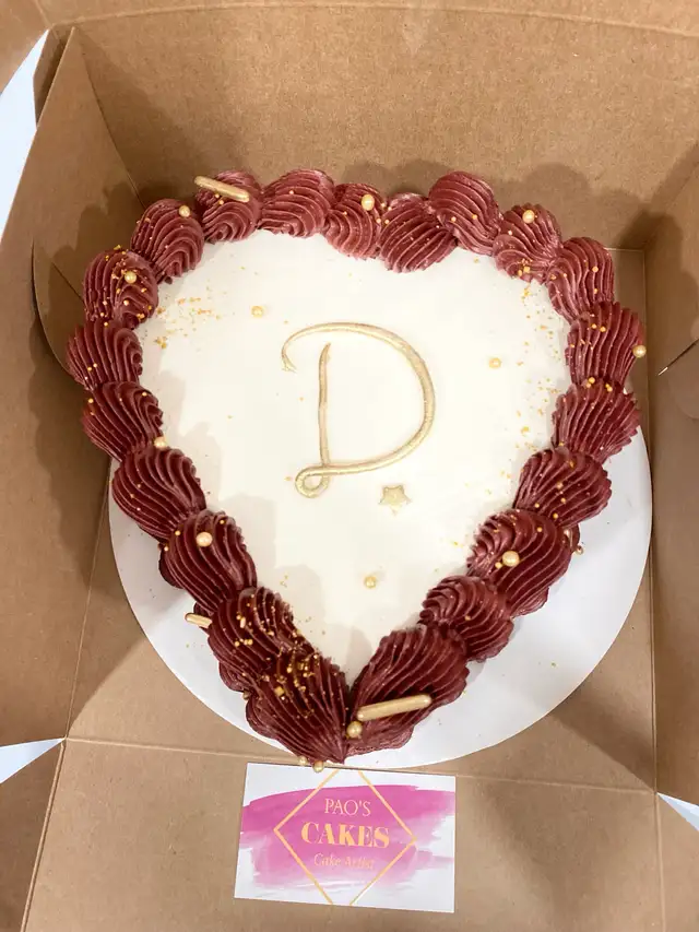 Vintage Heart cake, burgundy heart cake
