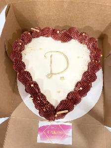 Vintage Heart cake, burgundy heart cake