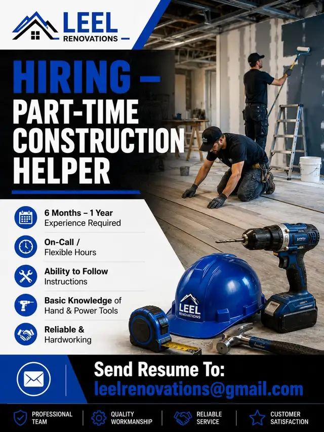 Part-Time / On-Call Construction Helper Needed