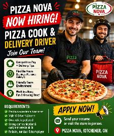 pizza cook and delivery driver required