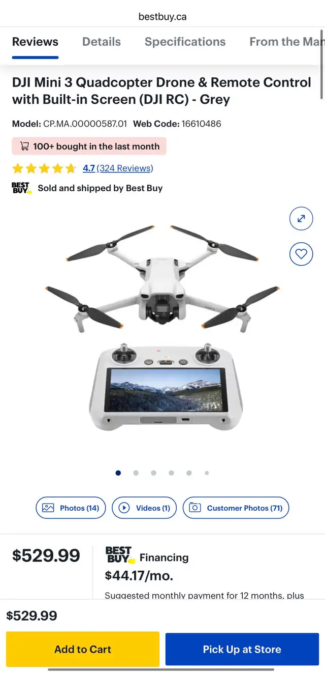 DJI Mini 3 Drone & Remote Control with Built-in Screen