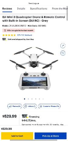 DJI Mini 3 Drone & Remote Control with Built-in Screen