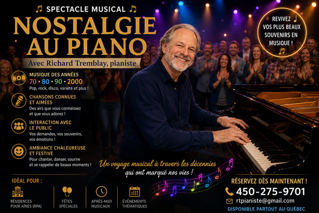 NOSTALGIE AU PIANO – RICHARD TREMBLAY, PIANISTE