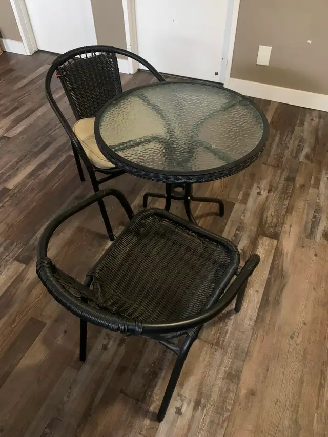 used bistro set, patio sets, chairs and a table OBO $90