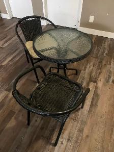 used bistro set, patio sets, chairs and a table OBO $90