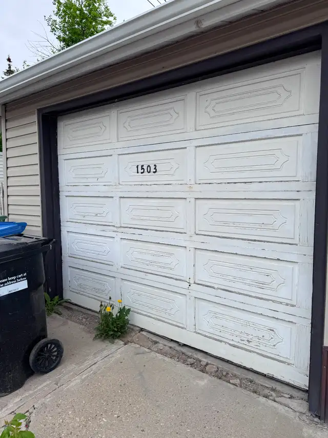 GARAGE DOOR WITH OPENER, TRACK, MOTOR AND REMOTE