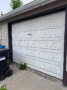GARAGE DOOR WITH OPENER, TRACK, MOTOR AND REMOTE