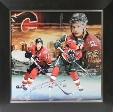 LG. FRAMED #23 MONAHAN CALGARY FLAMES PLAYER PLAQUESZ 33 1/2 X - Photo 2