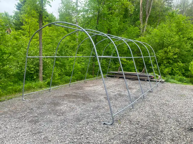 Metal frame for storage logic shelter, 12 x 20 feet