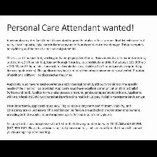 Personal Care Attendant Required