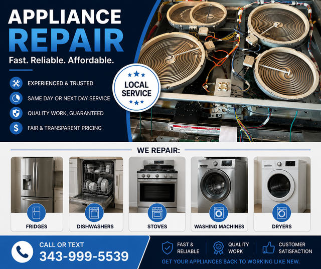 Local Ottawa Appliance Repair | Fridge, Dishasher, Oven, Dryer