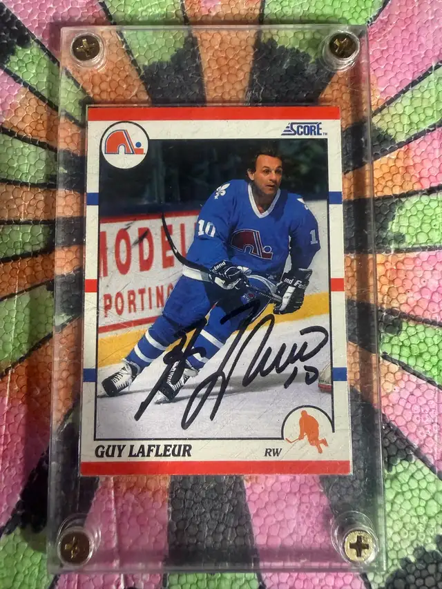 1990 Autographed Guy Lafleur score card