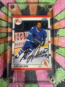 1990 Autographed Guy Lafleur score card