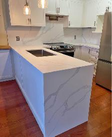 Premium White Quartz Kitchen Countertops &Backsplash✅