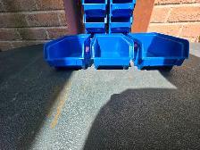 15 Plastic Stackable Parts Tools Organizer Containers Blue Bins