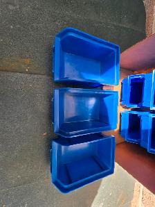 15 Plastic Stackable Parts Tools Organizer Containers Blue Bins - Photo 2