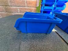 15 Plastic Stackable Parts Tools Organizer Containers Blue Bins - Photo 4