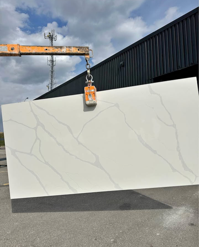 ✅Factory  White Quartz Kitchen Countertops   Gray Veins ✅