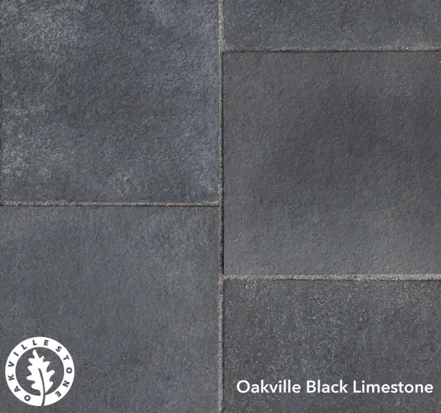 Oakville Black Limestone Rockface Treads (Top & Calibrated Botto
