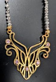 Brand New 10K Yellow Gold Diamond Necklace For Sale