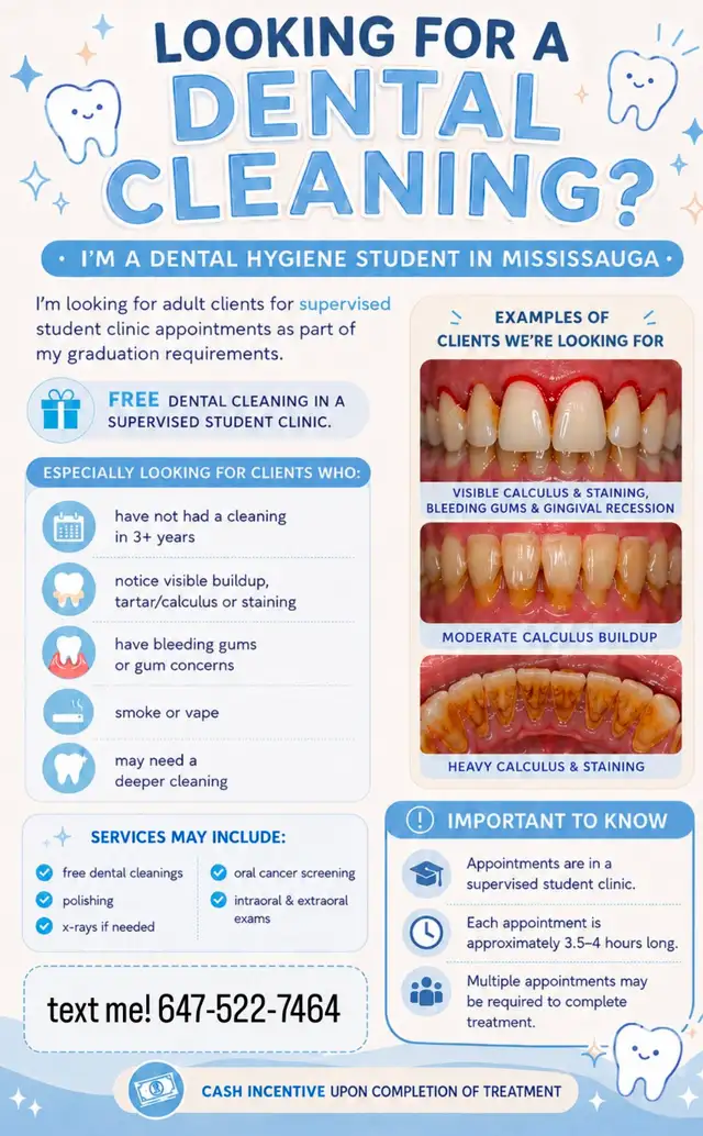 Free Dental Cleaning - Student Dental Hygienist
