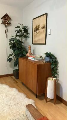 Mid century TEAK TECK. Lampe / Buffet, bahut disques vinyles, cr - Photo 2