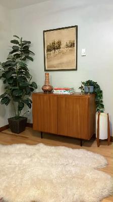 Mid century TEAK TECK. Lampe / Buffet, bahut disques vinyles, cr - Photo 7