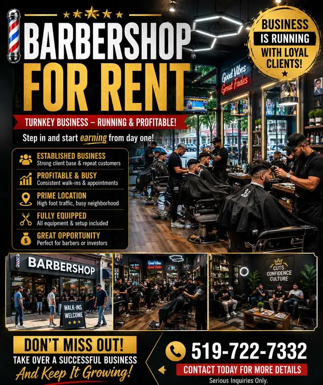 barbershop For Rent