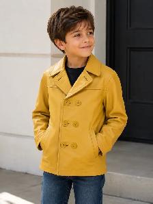 Youth Honey Gold Double-Breasted Leather Jacket
