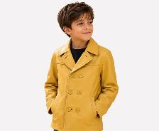 Youth Honey Gold Double-Breasted Leather Jacket - Photo 2