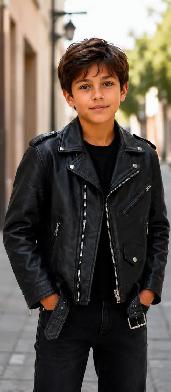Youth Classic Biker Leather Jacket – Size 6